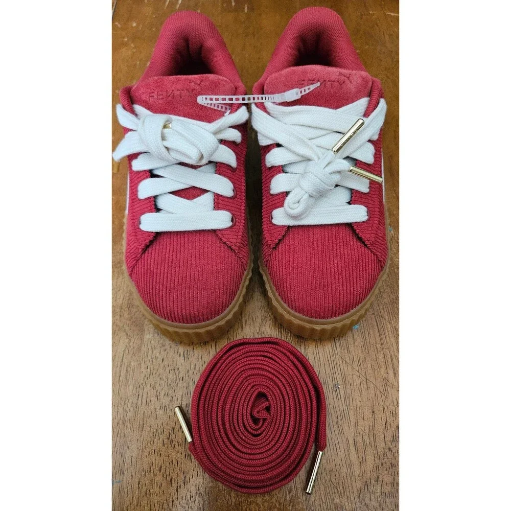 Puma X Fenty Creeper Phatty Rihanna Corduroy Red White Kids Shoes Size 3 New